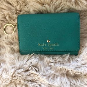 Kate Spade keychain wallet in aqua blue